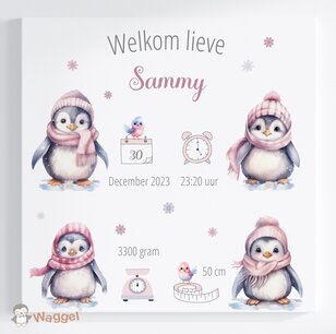 Geboorteschilderij pinquins Winter Wonderland Geboorteschilderij pinquins Winter Wonderland