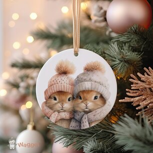 Kerst ornament winter konijntjes Kerst ornament winter konijntjes