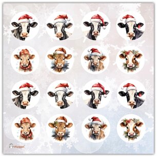 Kerst stickervel koeien Kerst stickervel koeien