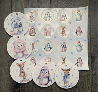 Kerstset winterwonderland blauw en roze (5 ornamenten) Kerstset winterwonderland blauw en roze (5 ornamenten)