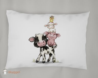 Kussensloop boerderijdieren stapelkoe 60x40 cm Kussensloop boerderijdieren stapelkoe 60x40 cm