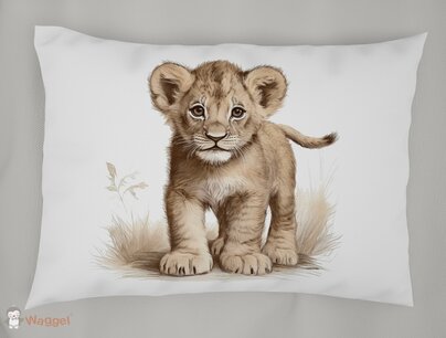Kussensloop Jungle naturel leeuwtje 60x40 cm Kussensloop Jungle naturel leeuwtje 60x40 cm