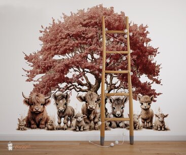 Behang sample boerderijdieren naturel "Under the tree" Behang sample boerderijdieren naturel "Under the tree"