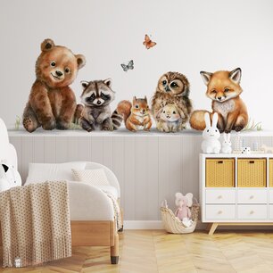 Behang sample Magic Forest met bedrukte lambrisering Behang sample Magic Forest met bedrukte lambrisering
