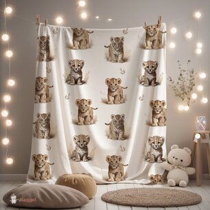 Deken fleece Jungle naturel tijger. leeuw en cheeta's Deken fleece Jungle naturel tijger. leeuw en cheeta's