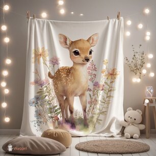 Deken fleece bosdieren hertje Deken fleece bosdieren hertje